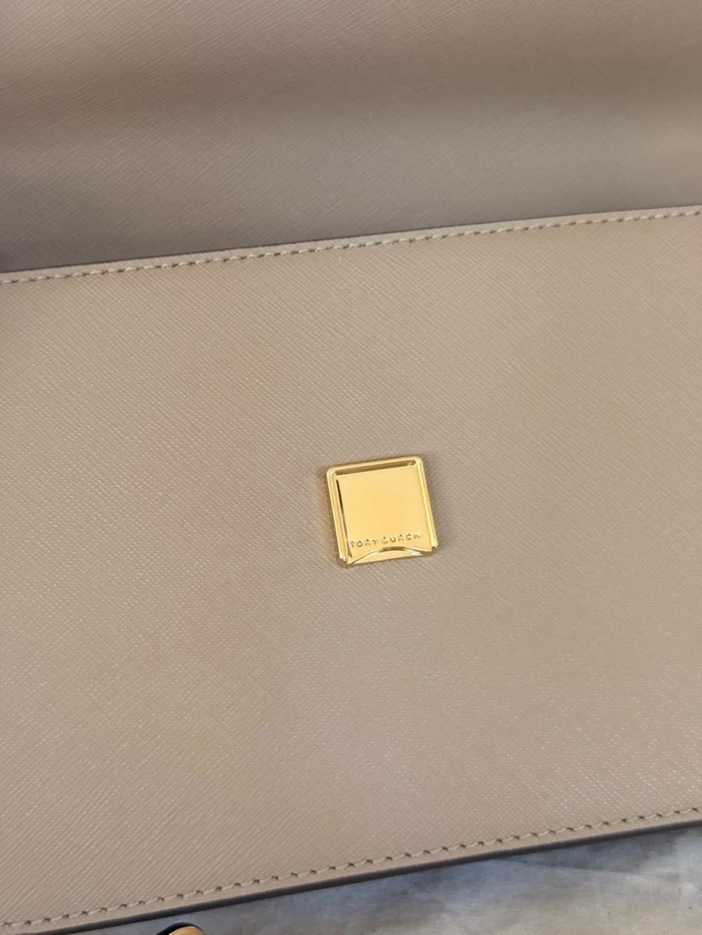New Tory Burch COLOR-BLOCK SHOULDER BAG BRIE / ALMOND / COLD BREW